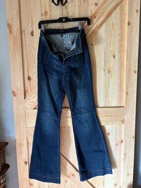 Judy Blue Flare Jeans Womens 3/26 Dark Wash High Rise Stretch Denim Boho